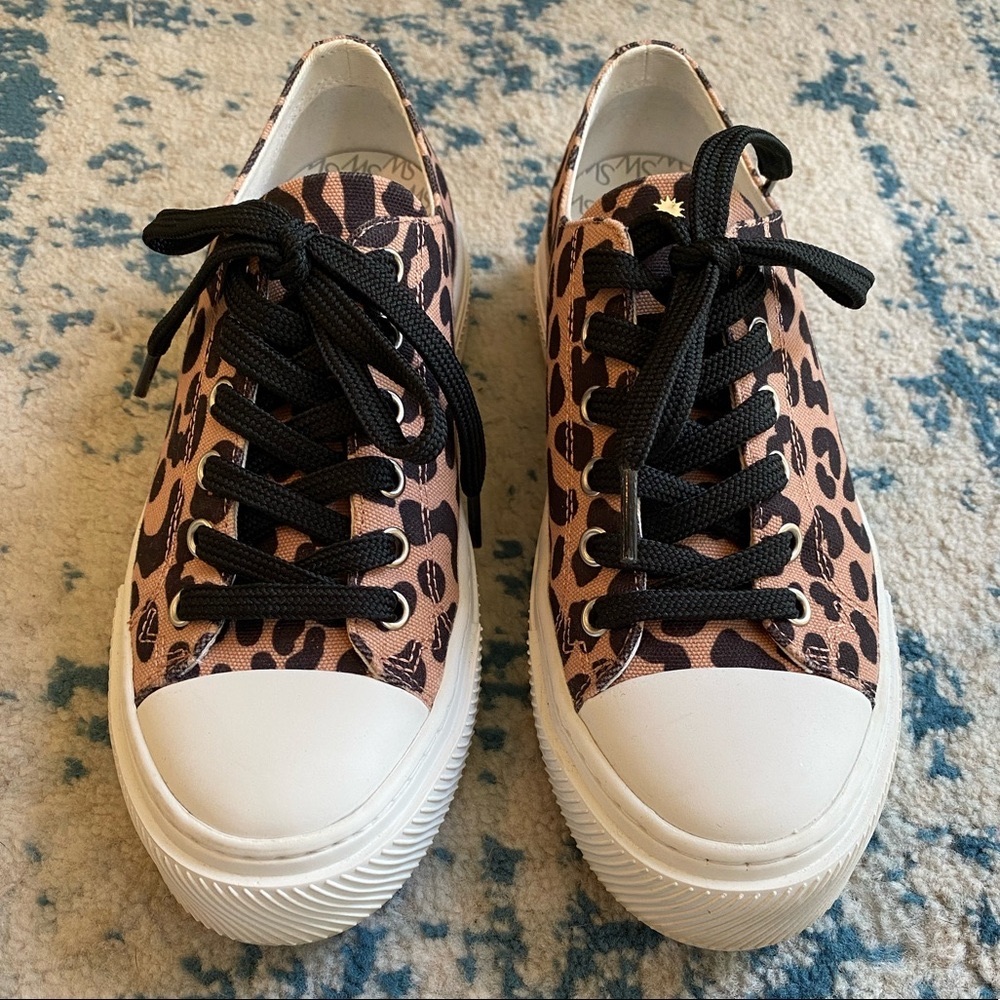 Stuart Weitzman Ollie Cheetah Canvas Low Top Snea… - image 1